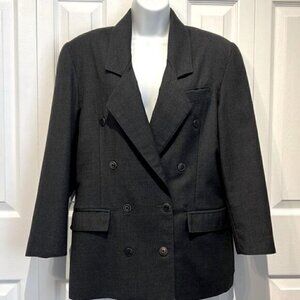 Vintage‎ TC Petites 100 Virgin Wool Grey Blazer Size 8P